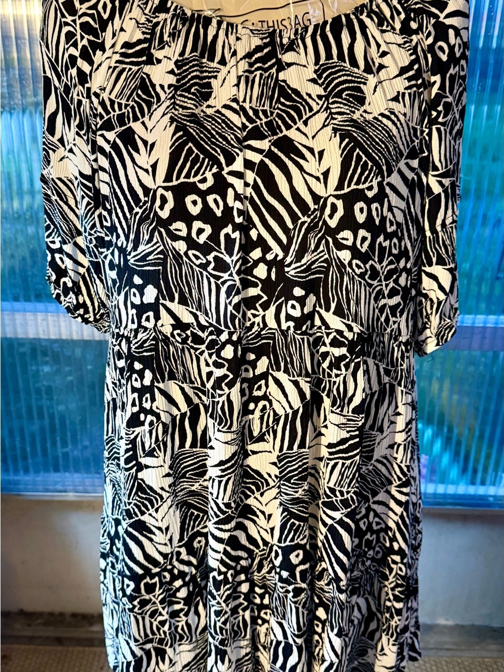 Robert Louis Black & White Patterned Midi Dress